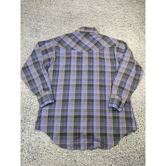 Ely Plains Shirt Men 17.5 Purple Pearl Snap Casual Plaid Cowboy Chore Rodeo - Picture 5 of 6